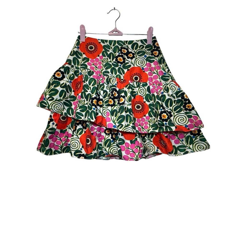 RHODE Floral Multicolor Layered Mini Skirt Women’s Size 4 Cotton Zip NWT